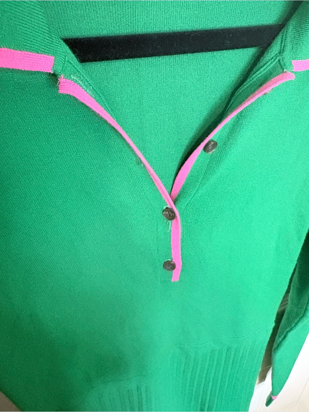 Boden Mollie Green Pink Trim Pleated Knit Midi Dress US 8 UK 12 - Picture 6 of 13